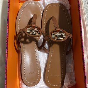Brand New Tory Burch Mini Miller Leather Thong Calf Leather